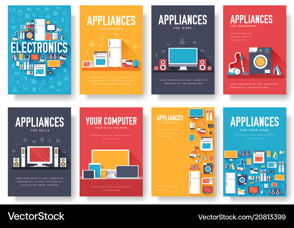 Home Appliances & Electronics Cards Vector Image