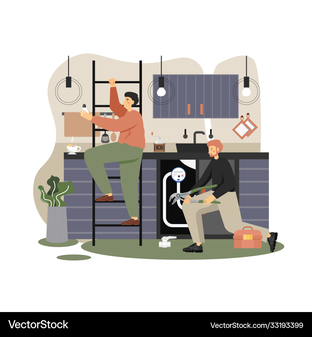 Home Repair Services: Plumber & Electrician Vector Image