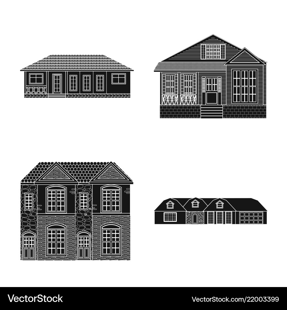 Isolated object of building and front icon set Vector Image