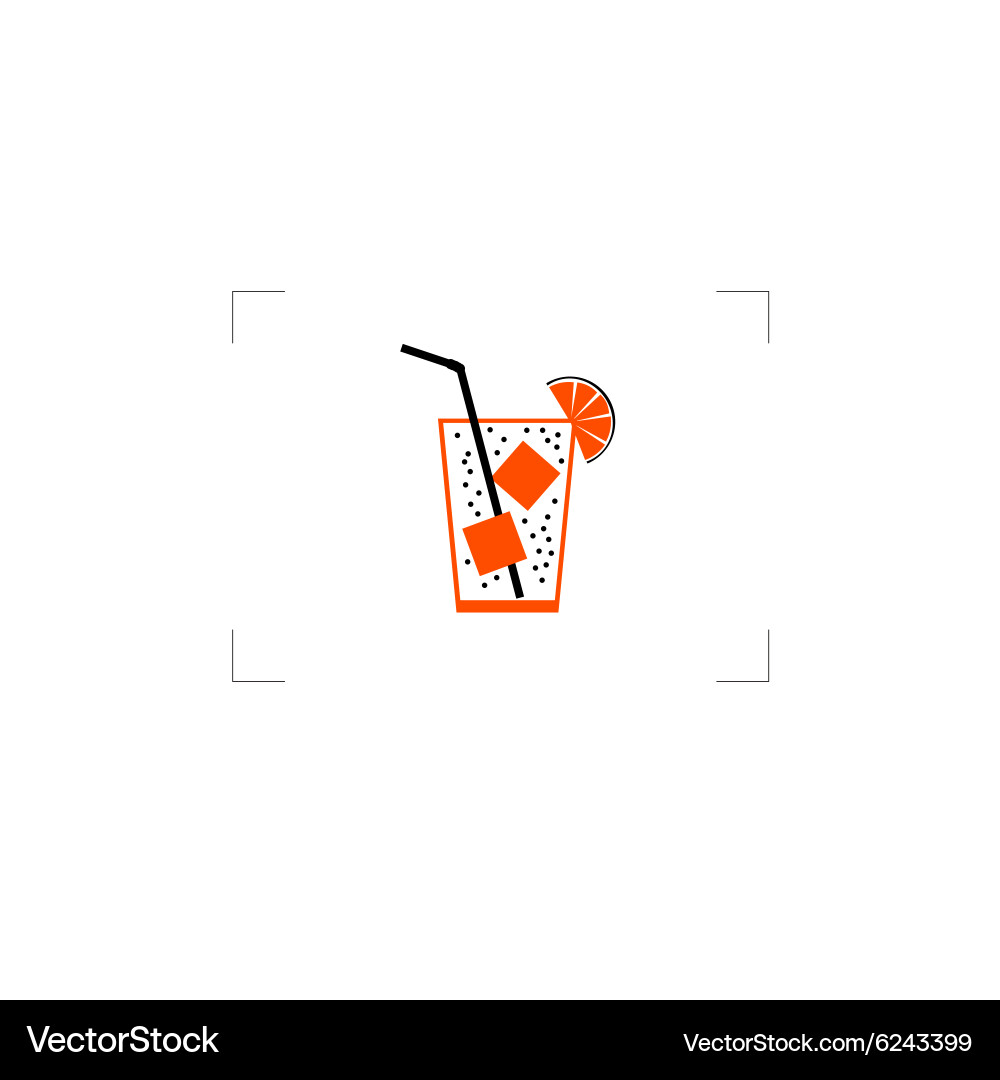 Juice with ice cube color Vector Image
