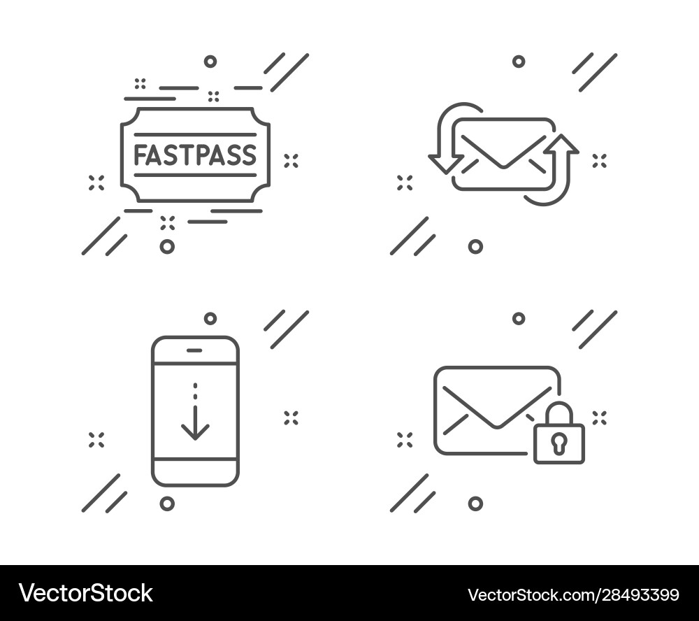 Refresh mail scroll nach unten und schnellpass icons set Refresh mail scroll nach unten und schnellpass icons set vektorbild