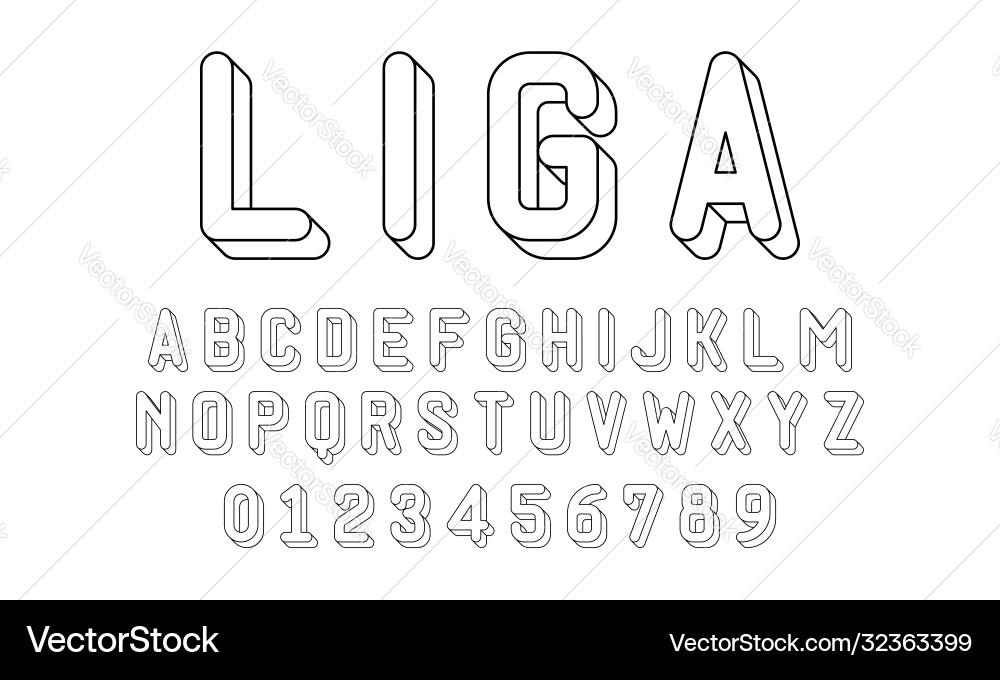 Set alphabets font letters and numbers Set alphabets font letters and numbers vector image