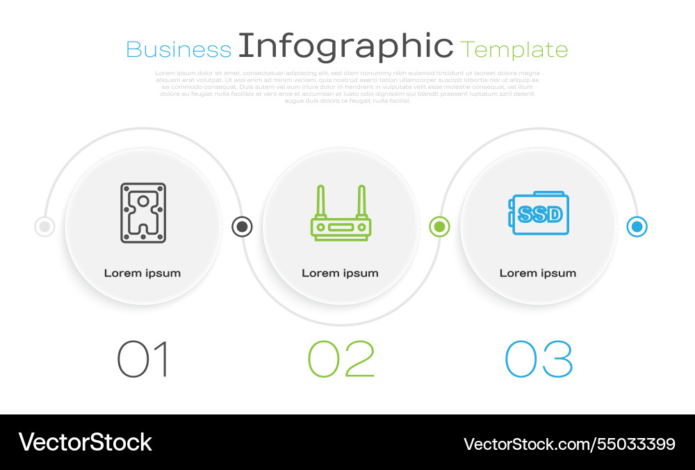 Set line hard disk drive hdd router and wi-fi Vector Image