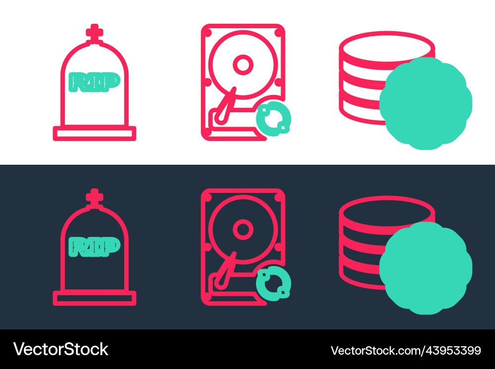 Set line setting database server tombstone Set line setting database server tombstone vector image