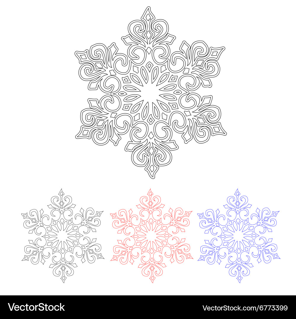 Set of four isolated pattern snowflakes vector image