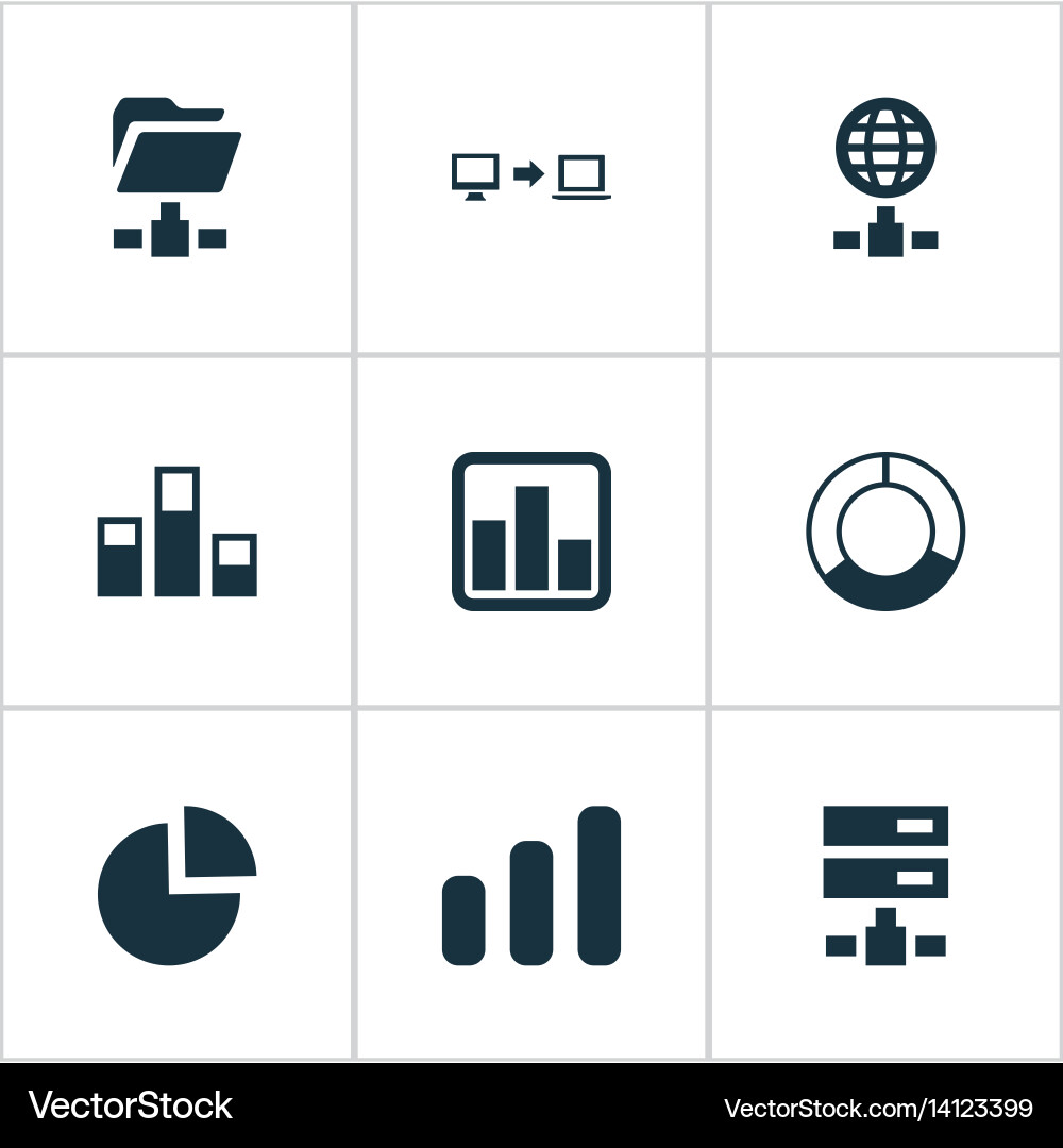 Set of simple analysis icons vector image