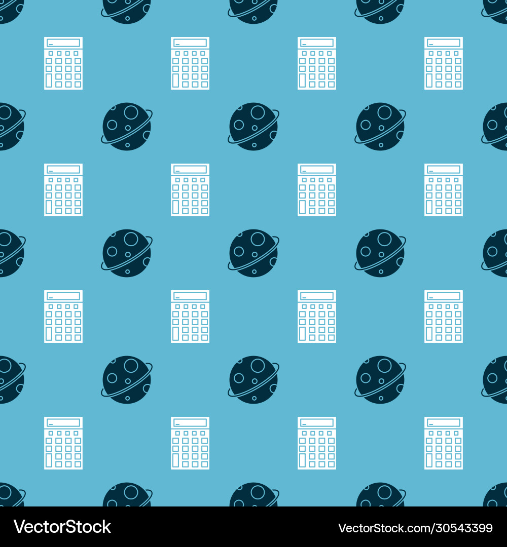Set planet and calculator on seamless pattern Set planet and calculator on seamless pattern vector image