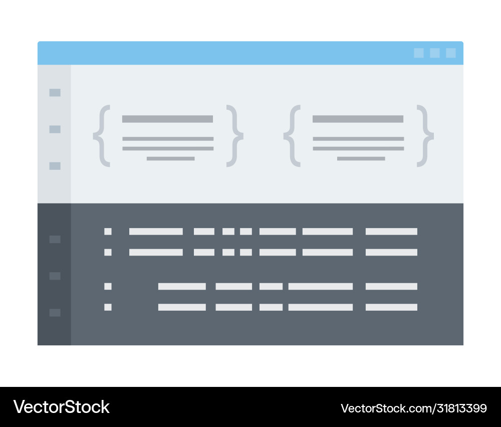 Software environment application screen with code Software environment application screen with code vector image