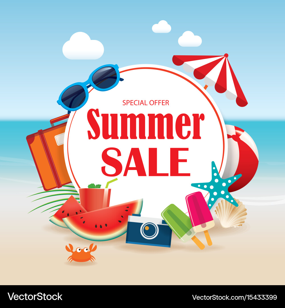 Summer sale background banner design template Vector Image