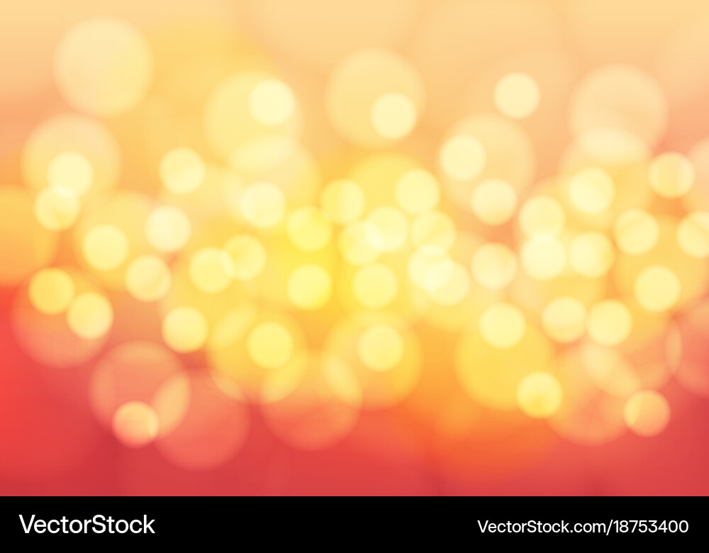 Abstract yellow bokeh light on red background vector image
