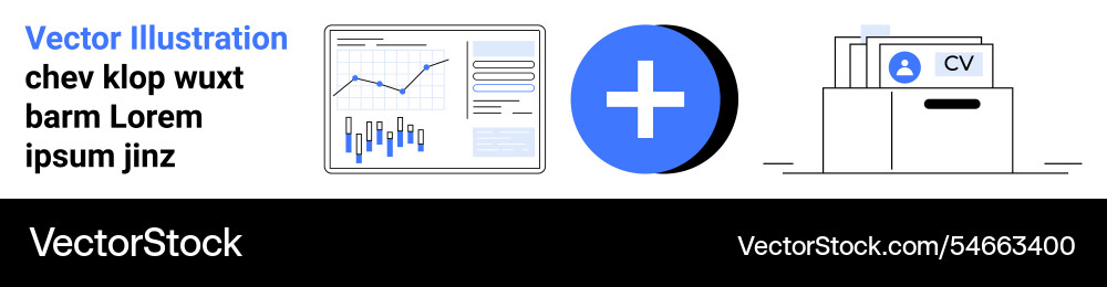 Business data analysis plus symbol and file Business data analysis plus symbol and file vector image
