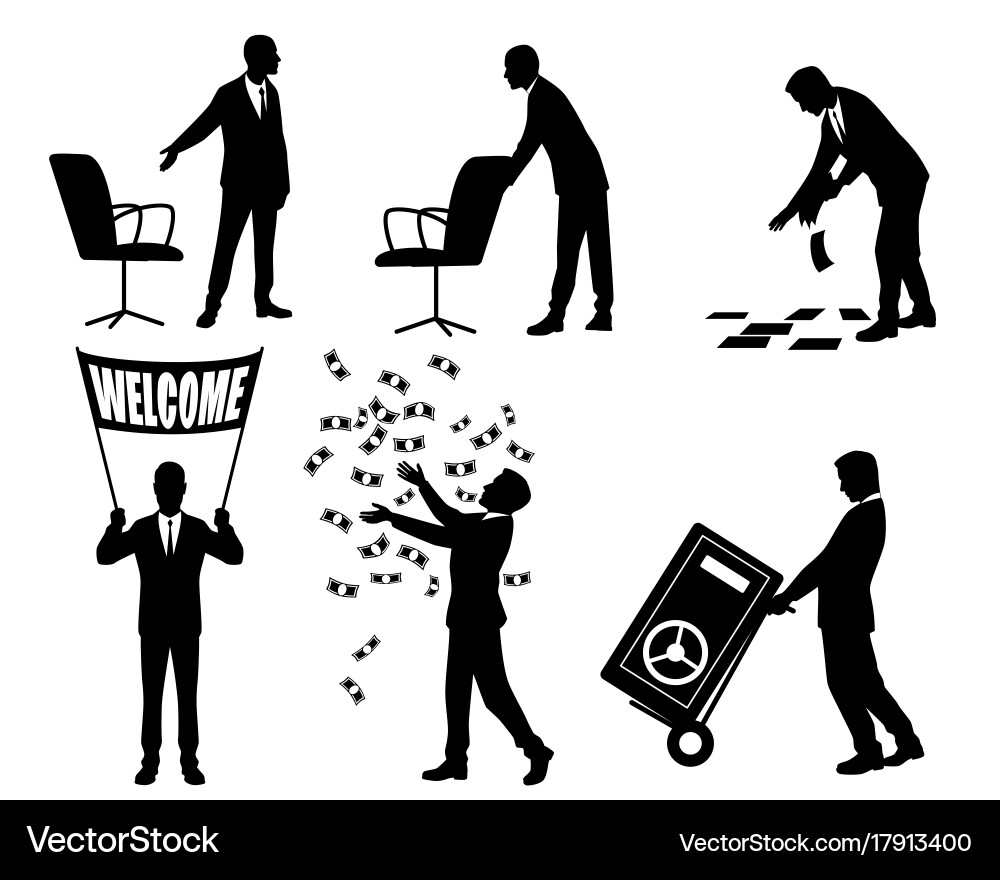 Businessmen Silhouettes - Action & Movement Vector Image