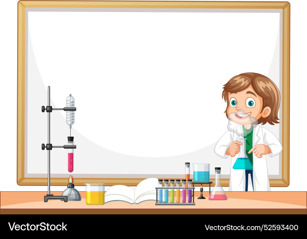 Child conducting experiments in a lab setting Child conducting experiments in a lab setting Vector Image
