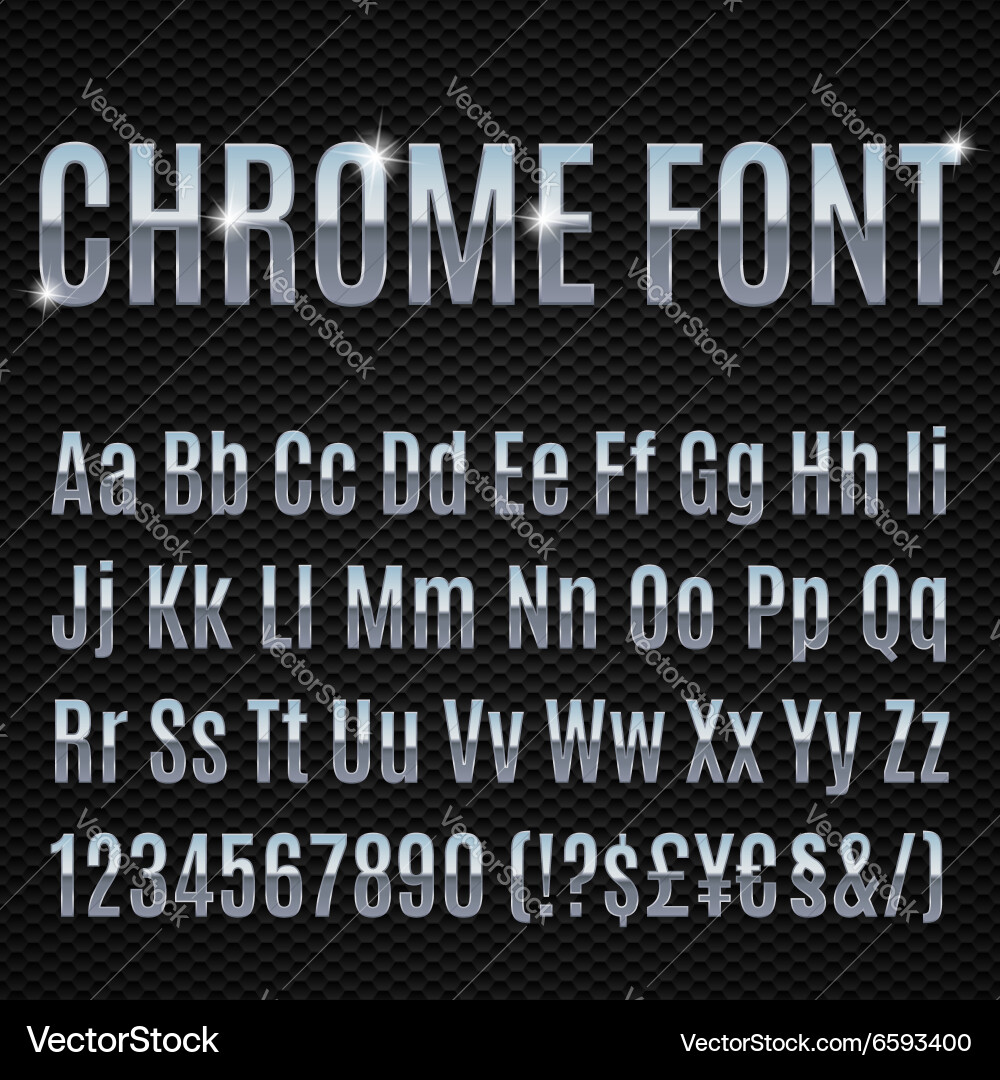Chrome Font Collection vector image