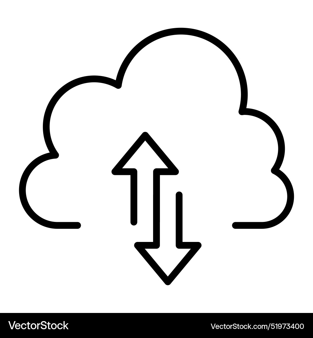 Cloud computing icon in thin line style graphic vector image