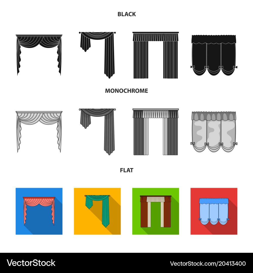 Different types of window curtainscurtains set Vector Image