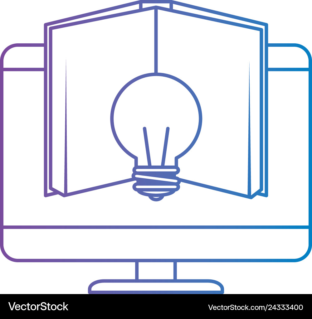 Electronic book with computer and bulb Vector Image