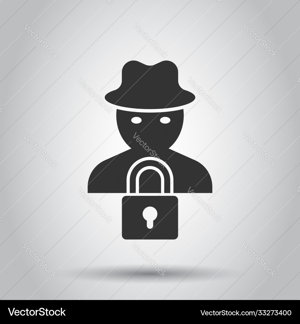 Fraud hacker icon in flat style spy on isolated Fraud hacker icon in flat style spy on isolated vector image