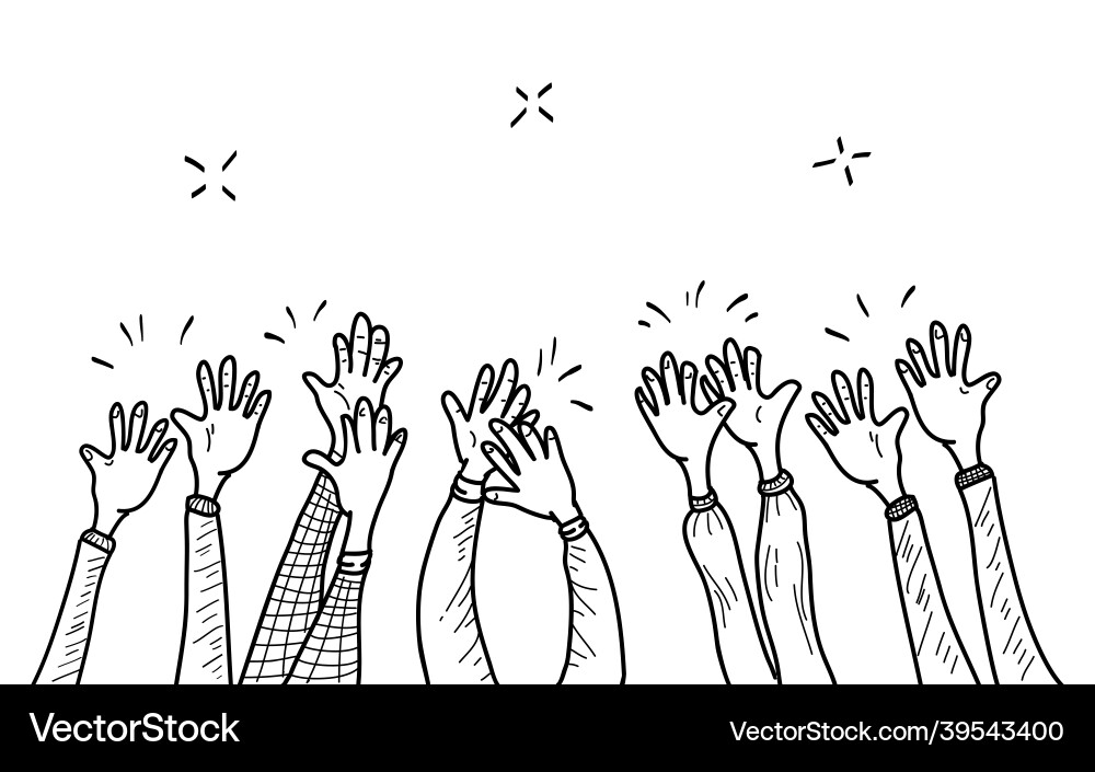 Hand drawn of hands clapping ovation applause Hand drawn of hands clapping ovation applause Vector Image