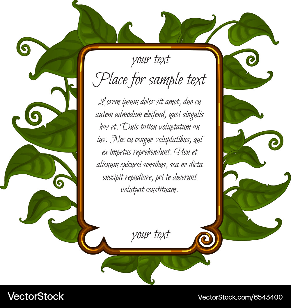 Image green leaf with frame for text Vector Image