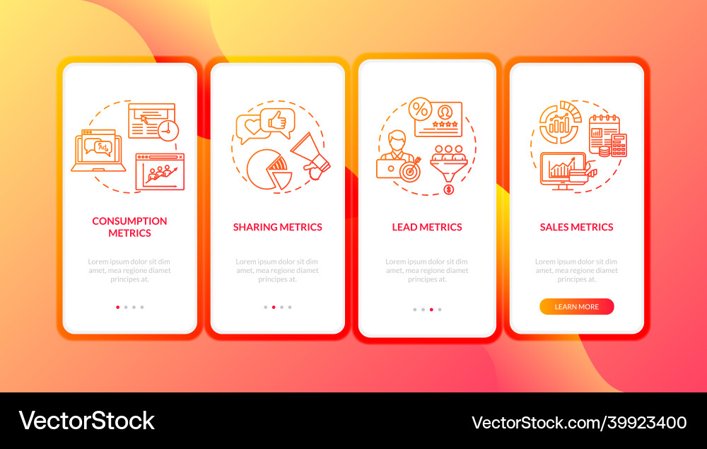 Lead generation metrics onboarding mobile app vector image