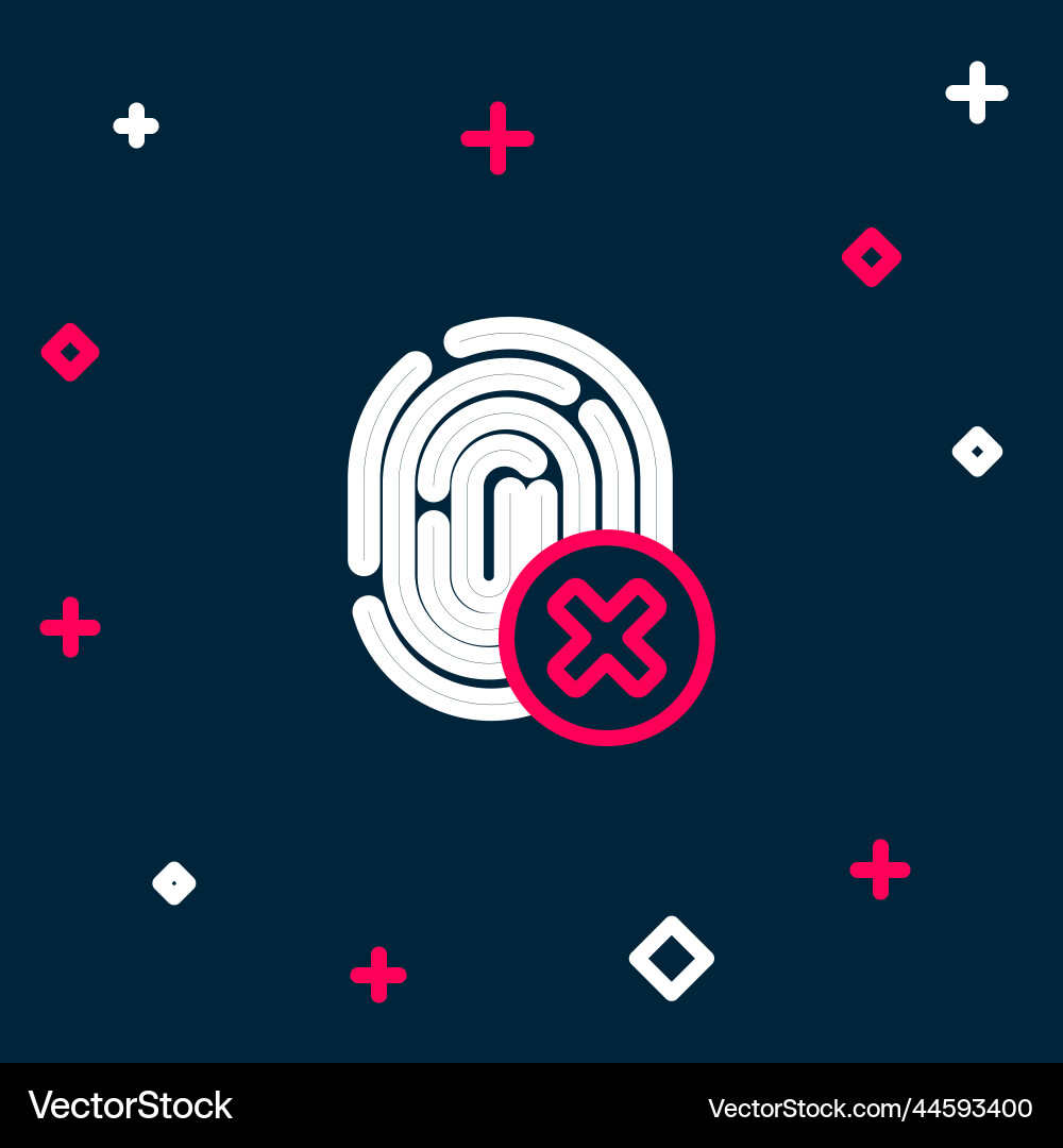 Line cancelled fingerprint icon isolated on blue Line cancelled fingerprint icon isolated on blue vector image