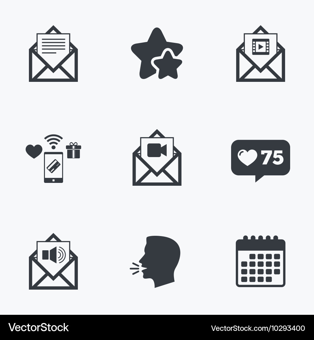 Mail envelope icons message document symbols Vector Image
