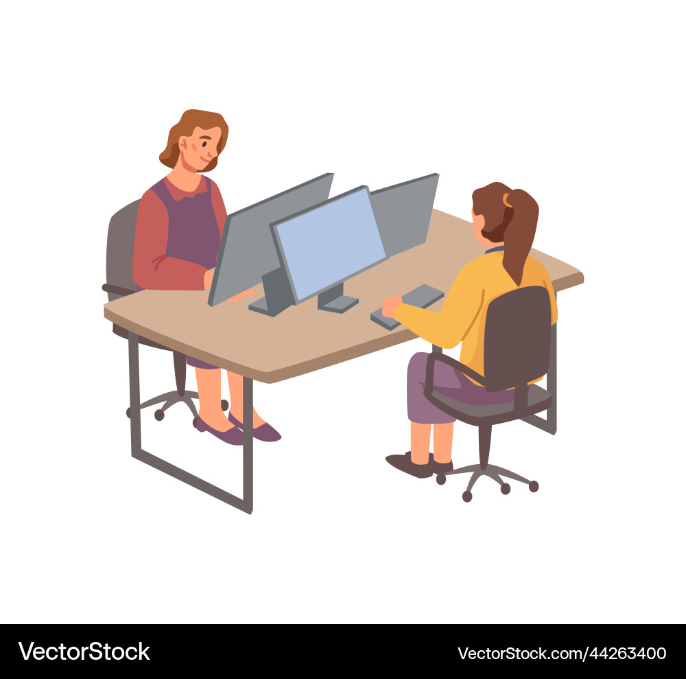 Office Workers with Computers vector image