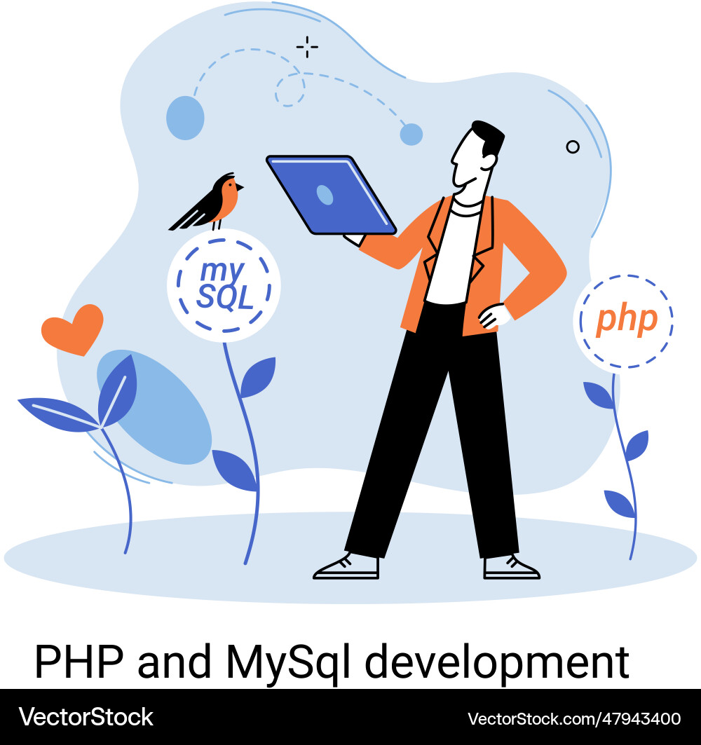 Php and mysql development software website Php and mysql development software website vector image