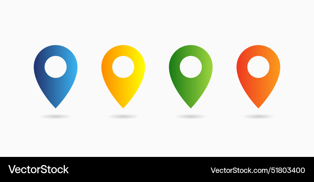 Pin icon set or location and map pointer vector image