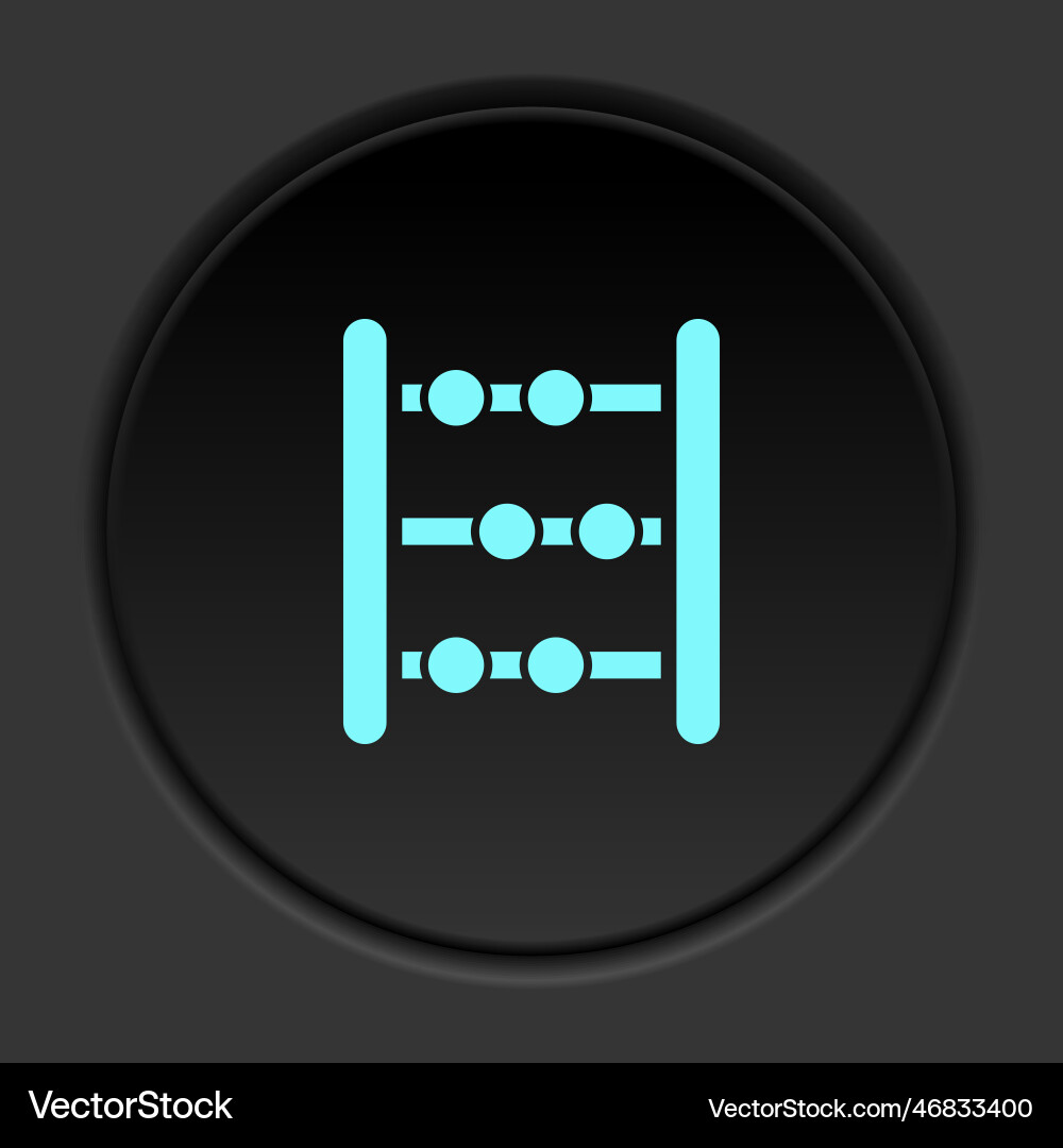 Round button icon abacus counting banner Round button icon abacus counting banner vector image
