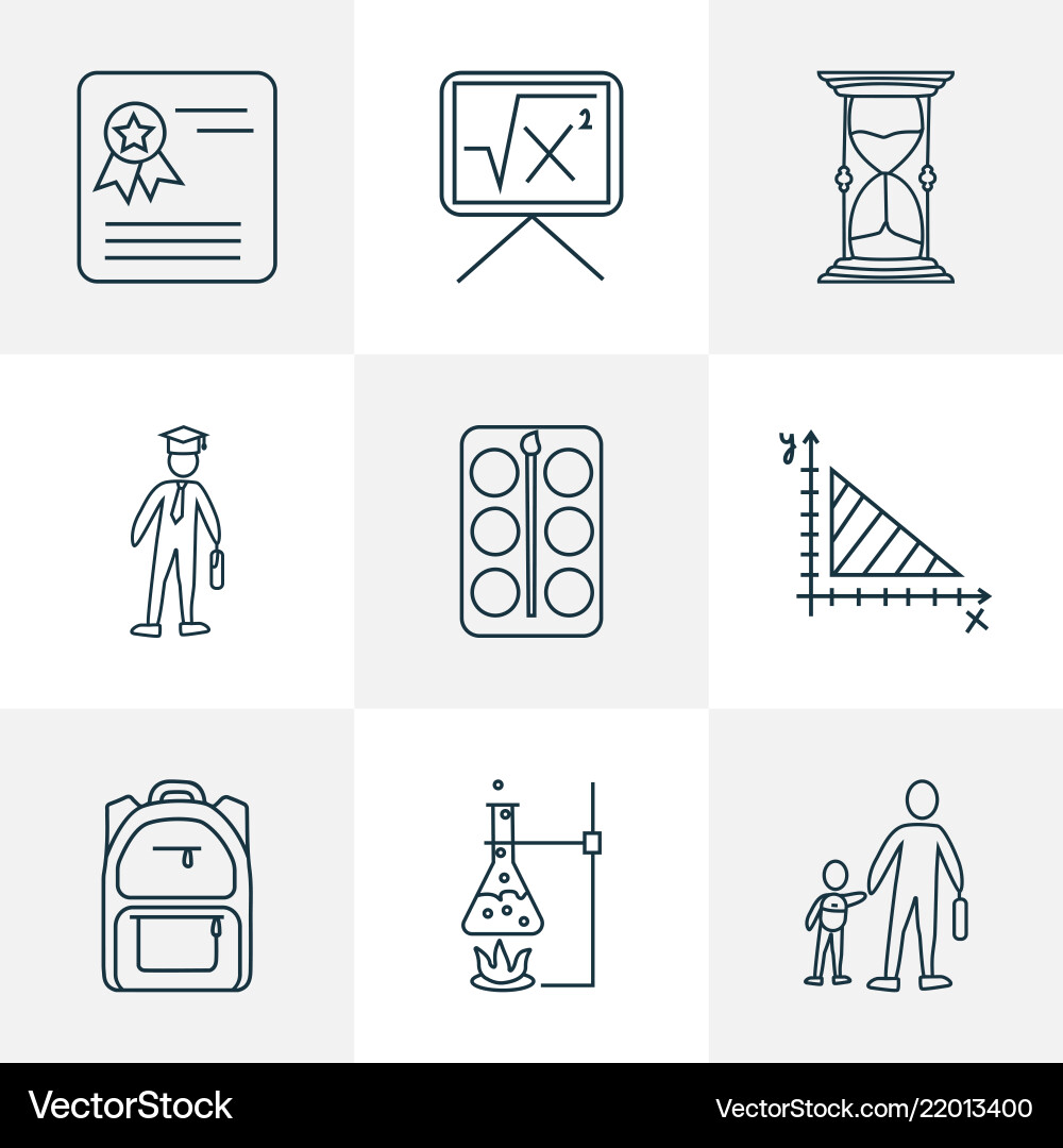 School icons line style set with geometry School icons line style set with geometry vector image