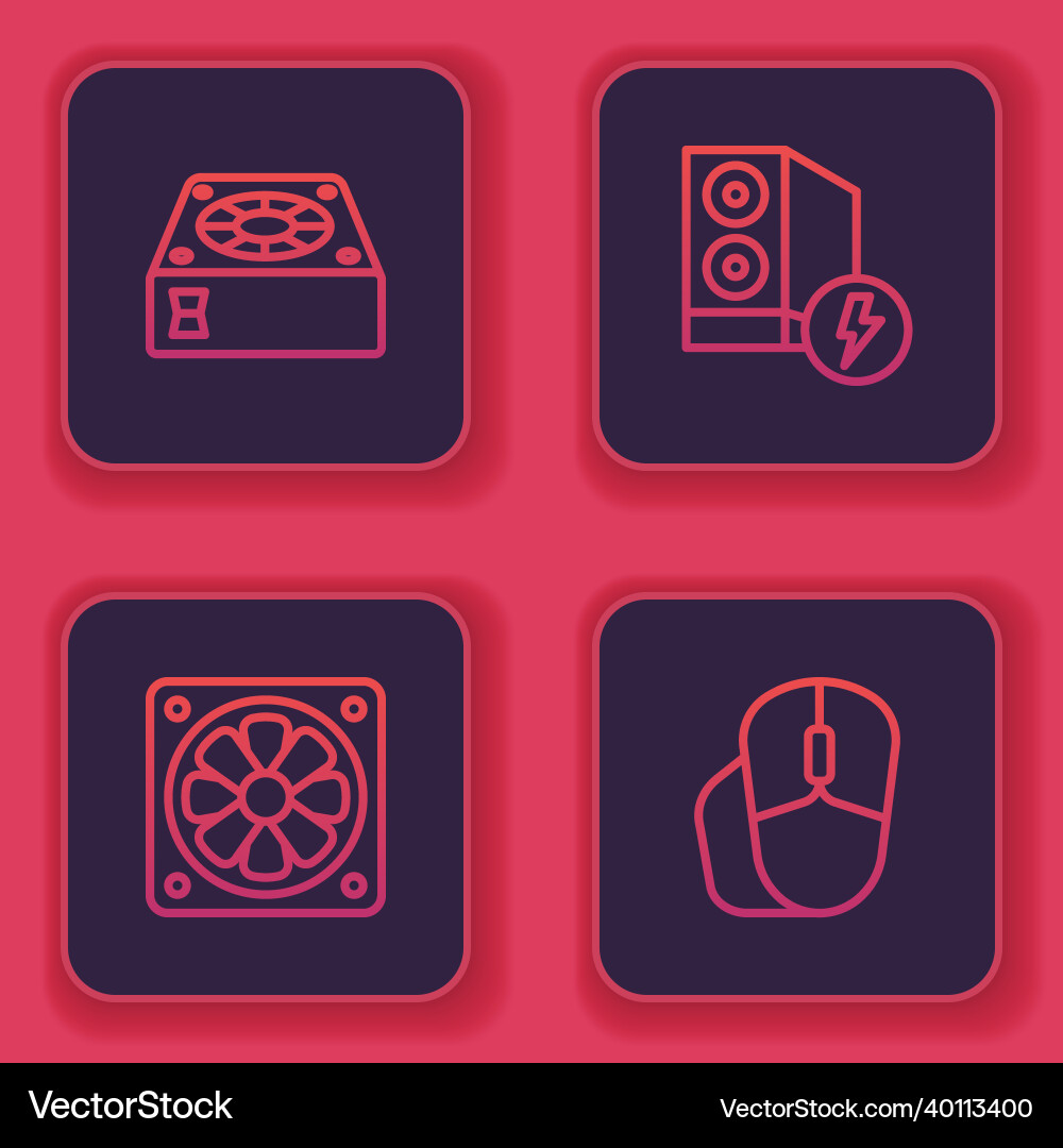 Set line computer cooler case Vector Image