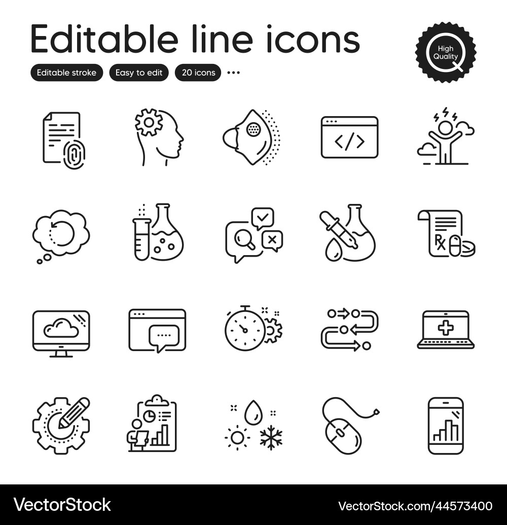 Set of science outline icons contains Set of science outline icons contains vector image