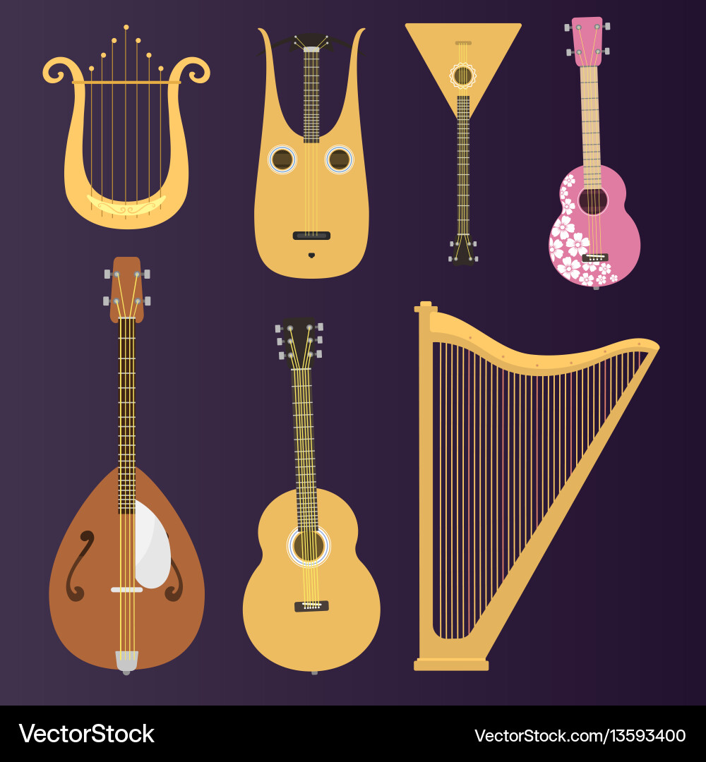 Set of stringed musical instruments classical Vector Image