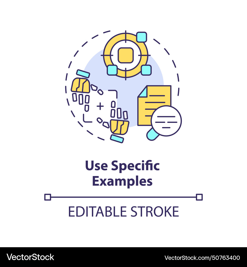 Using specific examples multi color concept icon Using specific examples multi color concept icon vector image