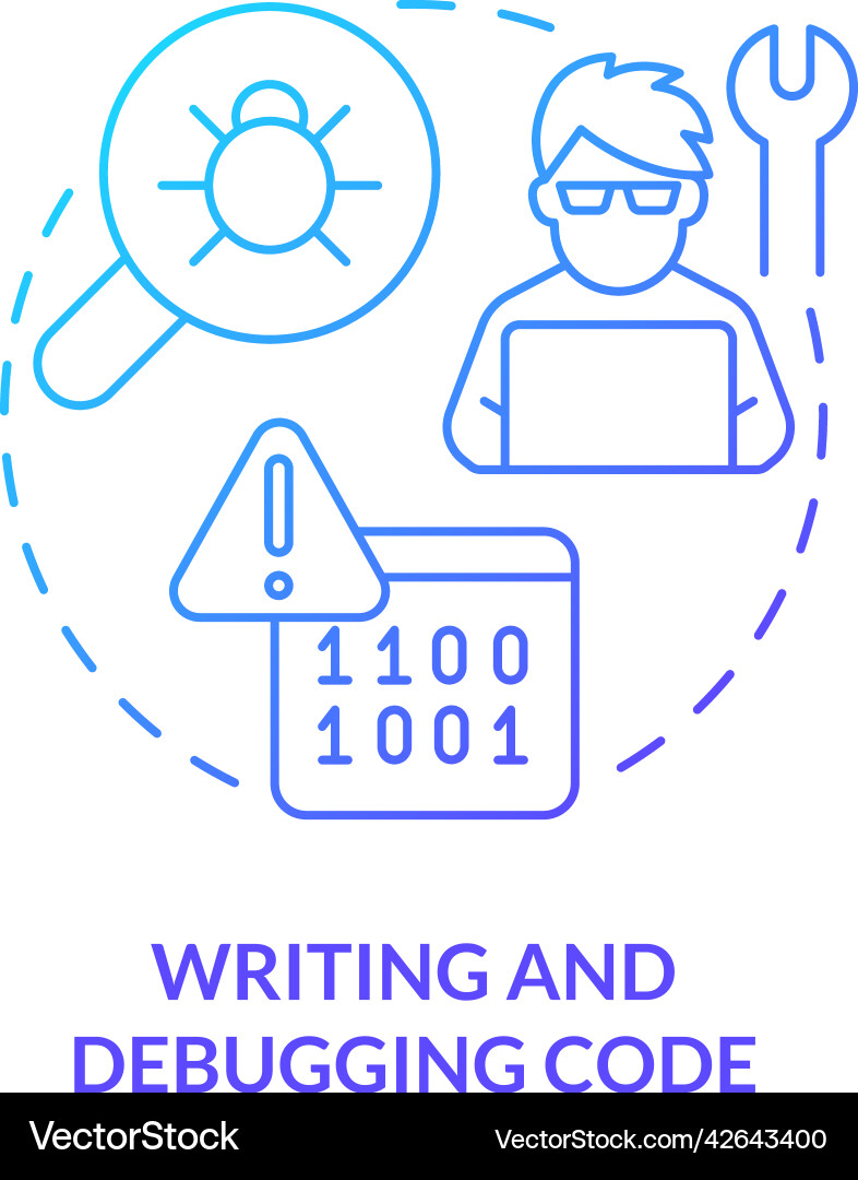 Writing and debugging code blue gradient concept Writing and debugging code blue gradient concept vector image