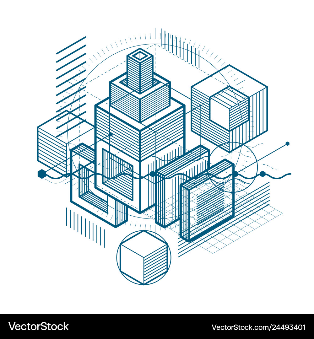 3d abstract isometric background layout of cubes 3d abstract isometric background layout of cubes vector image