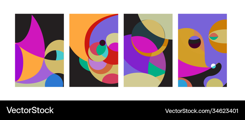 Abstract colorful geometric and curvy pattern Vector Image