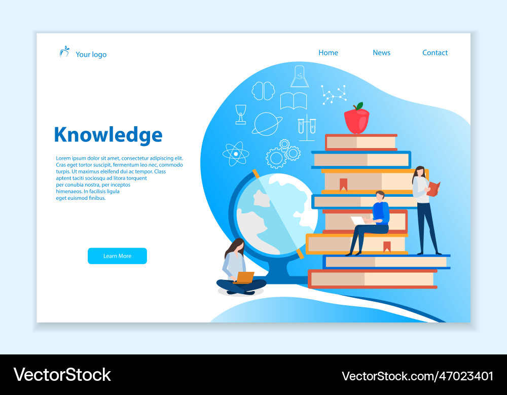 Concept of knowledge website template Concept of knowledge website template vector image