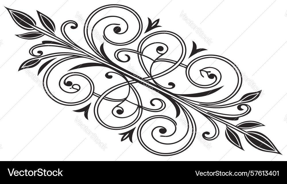 Elegant ornate scrollwork oval element vector image