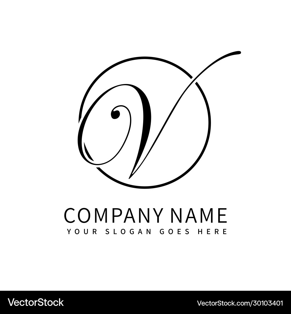 Elegant V Initial Logo - Script & Monogram vector image