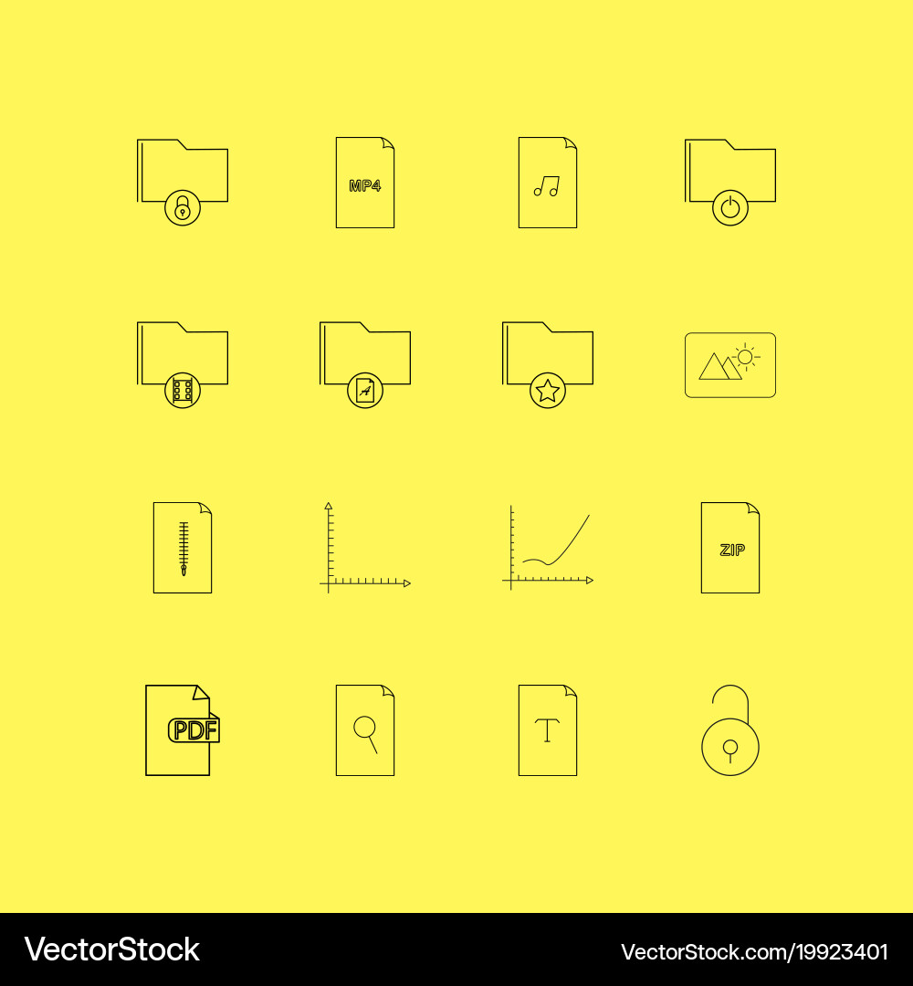 Files and folders linear icon set simple outline vector image