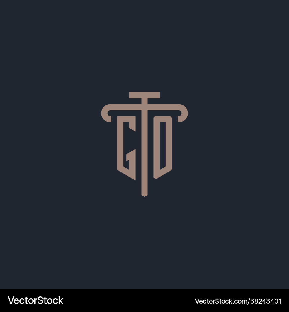 Go initial logo monogram with pillar icon design vector image