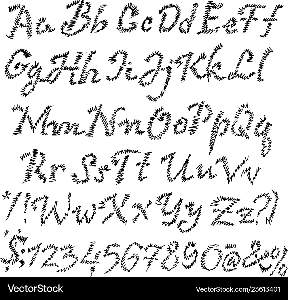 Grunge zigzag font blackletter ink script vector image