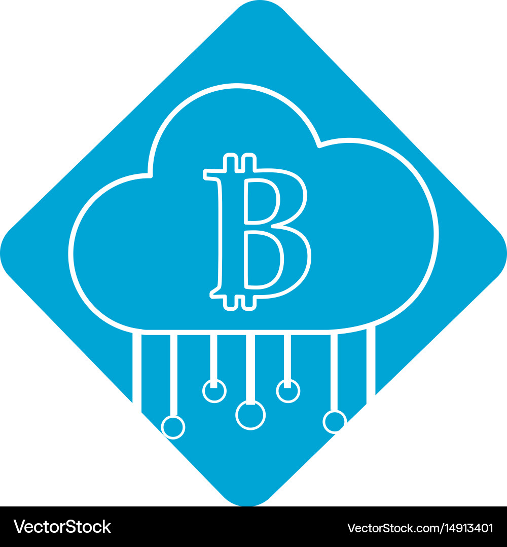Label cloud data center with bicoin symbol vector image