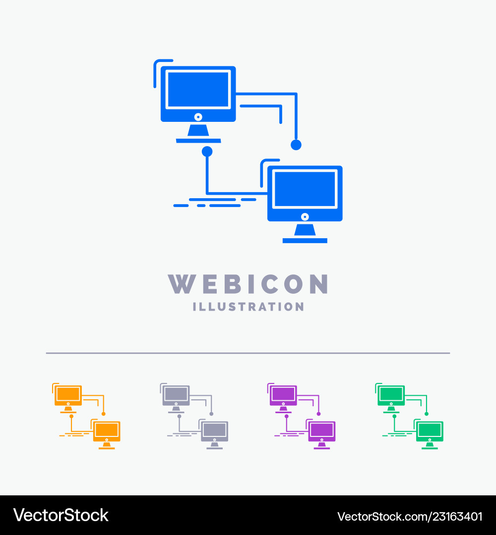 Local lan connection sync computer 5 color glyph Local lan connection sync computer 5 color glyph vector image