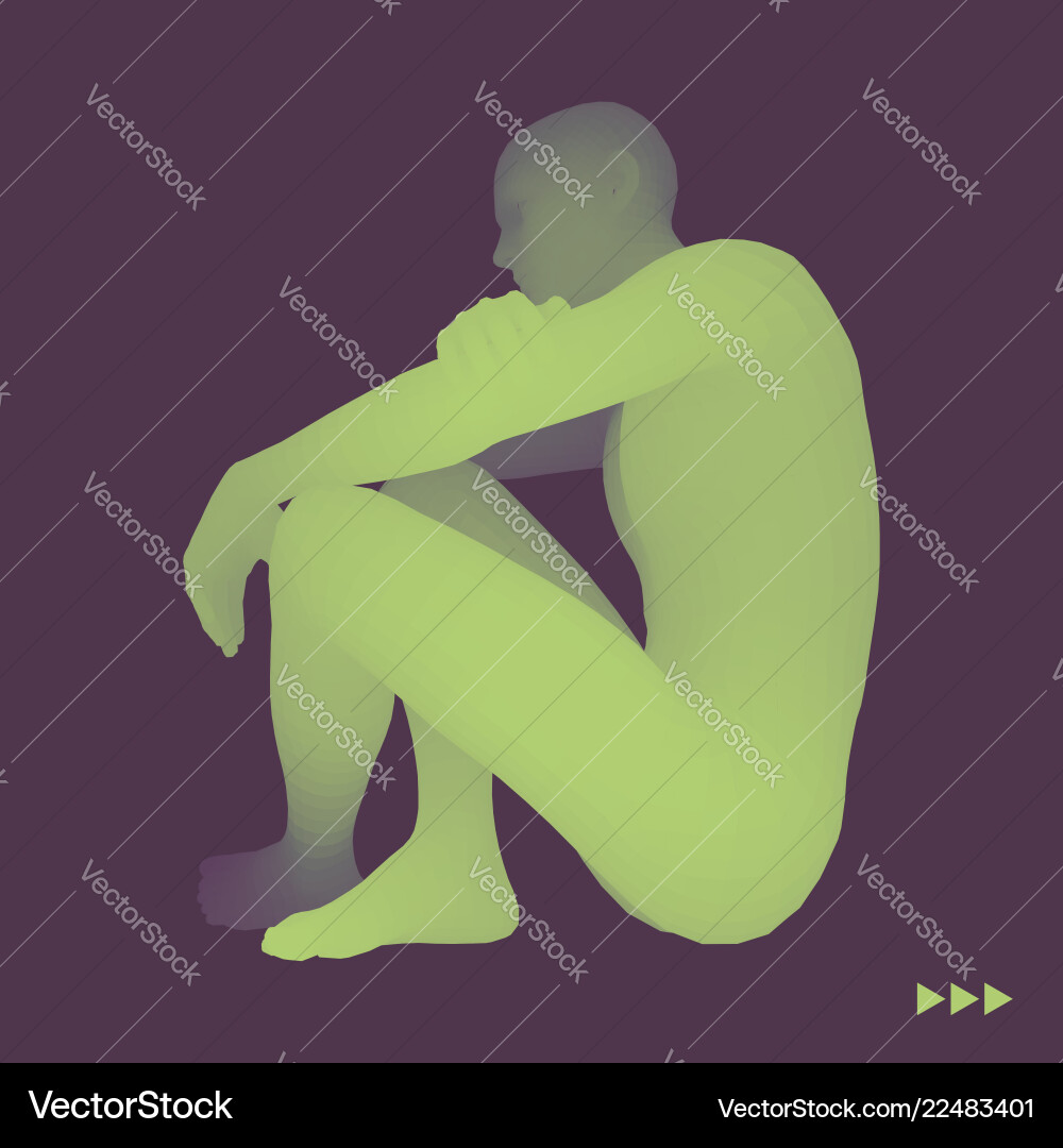 Man in a thinker pose 3d model of Man in a thinker pose 3d model of vector image