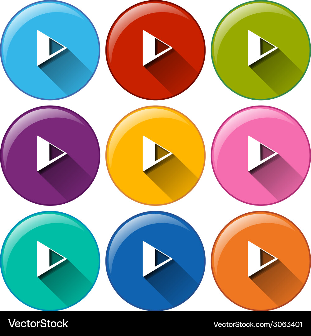 Round icons with play buttons vector image