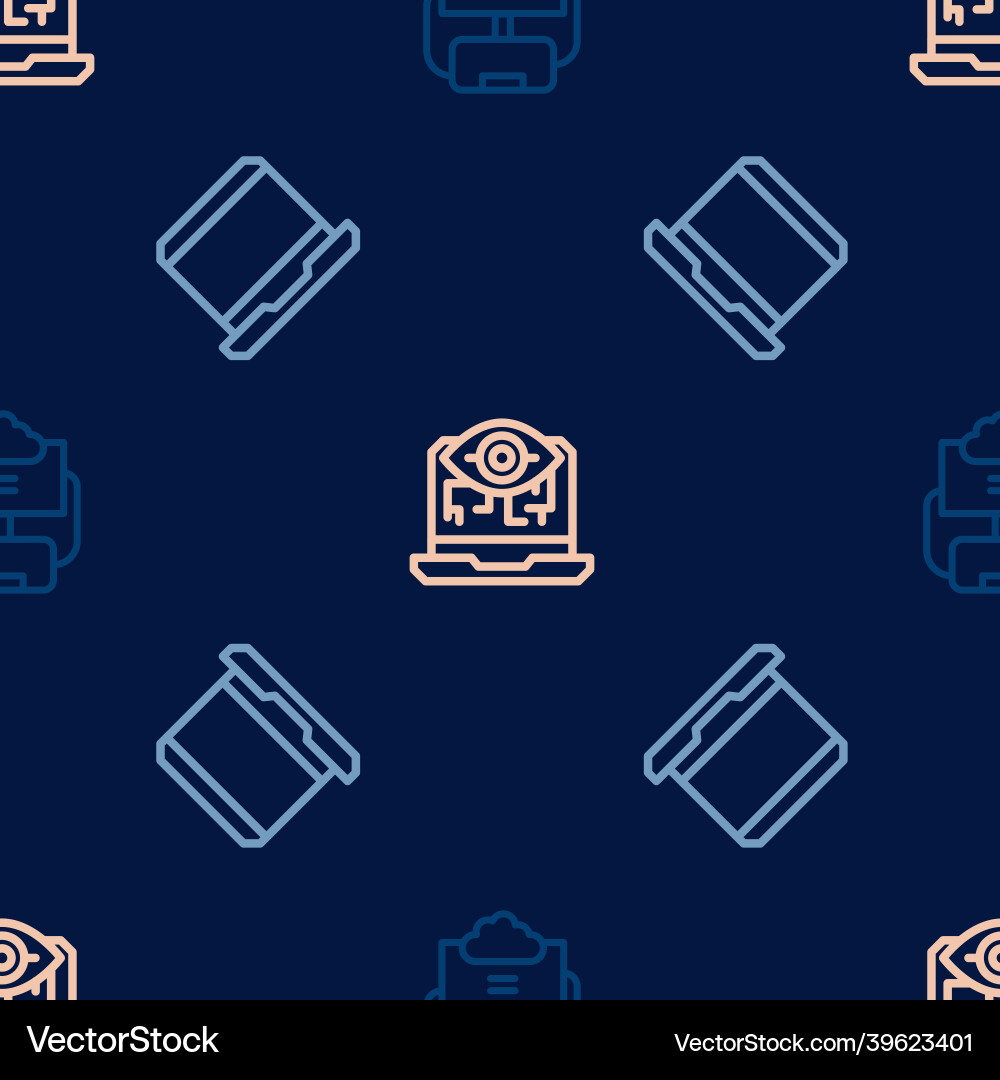 Set line cloud database laptop and computer Set line cloud database laptop and computer vector image